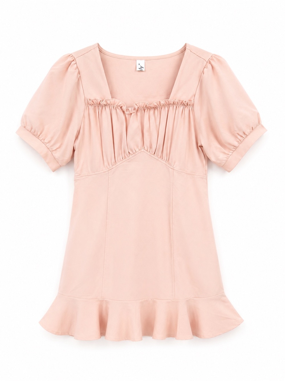 90s style Women's Blush Pink Mini Dress with Ruffle Hem